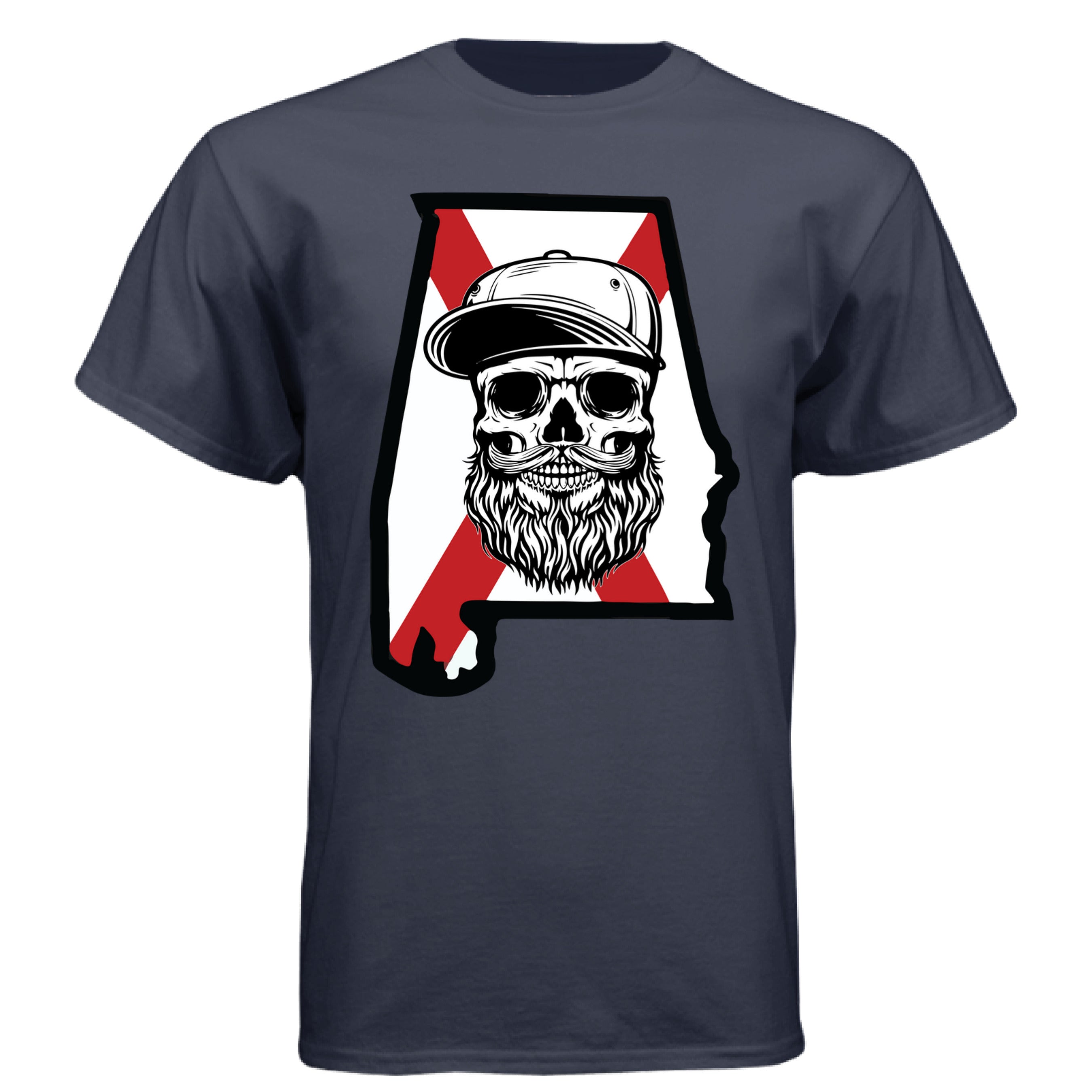 Alabama Bearded Skull T-Shirt – Southern Pride for the Bearded Legend Athletic Navy - FRONT