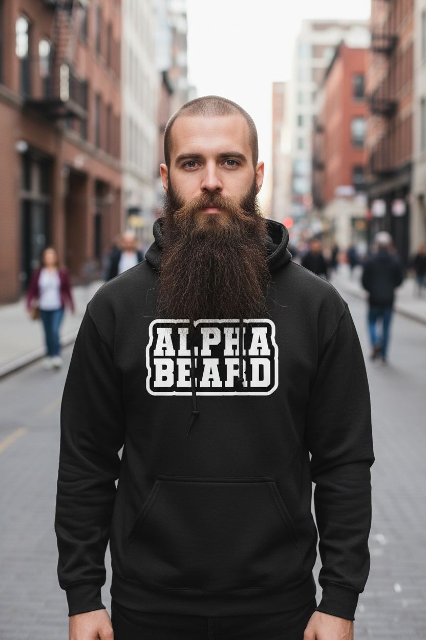 Alpha Beard Graphic Hoodie For The Bearded Alpha Guy