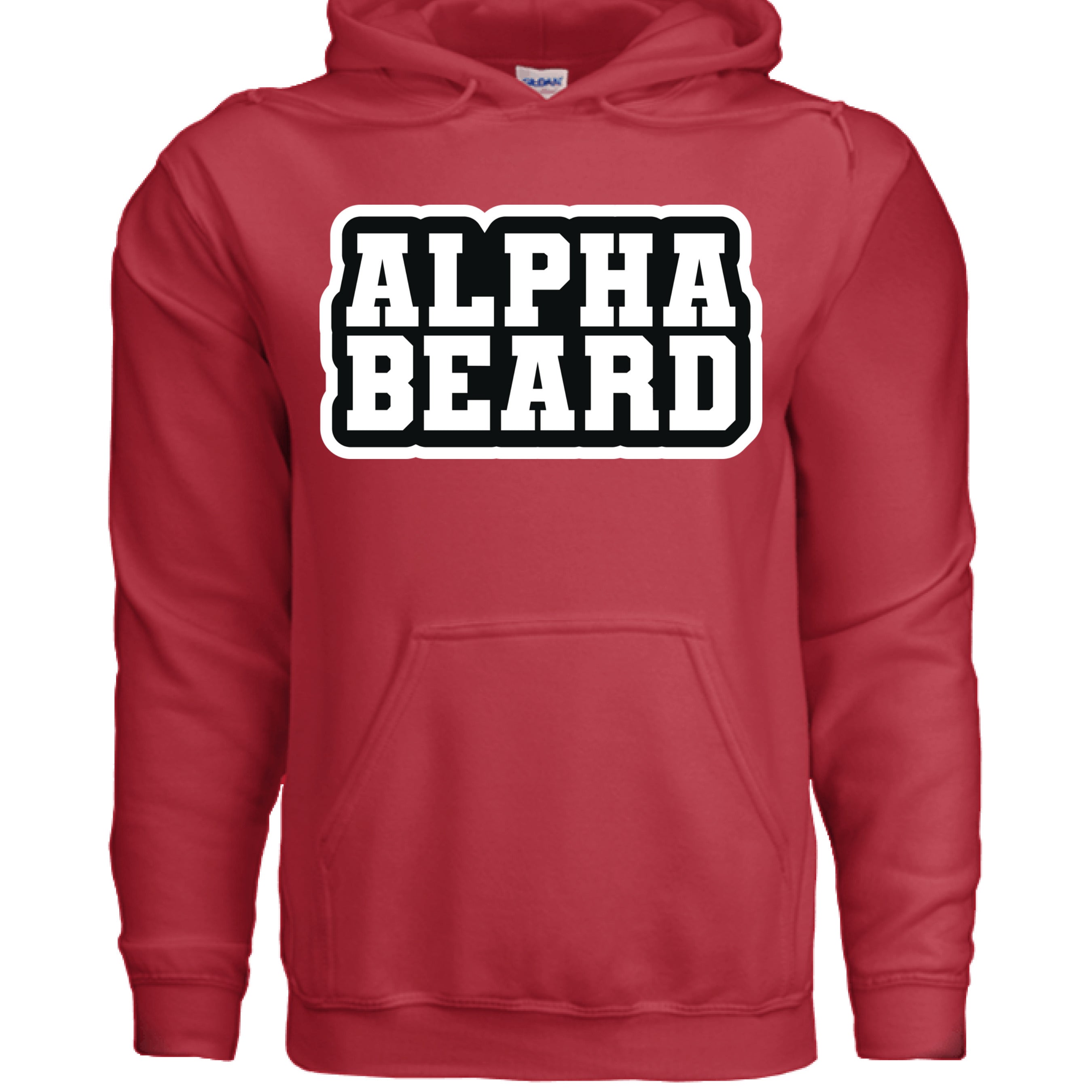 Alpha Beard Graphic Hoodie For The Bearded Alpha Guy RED - FRONT