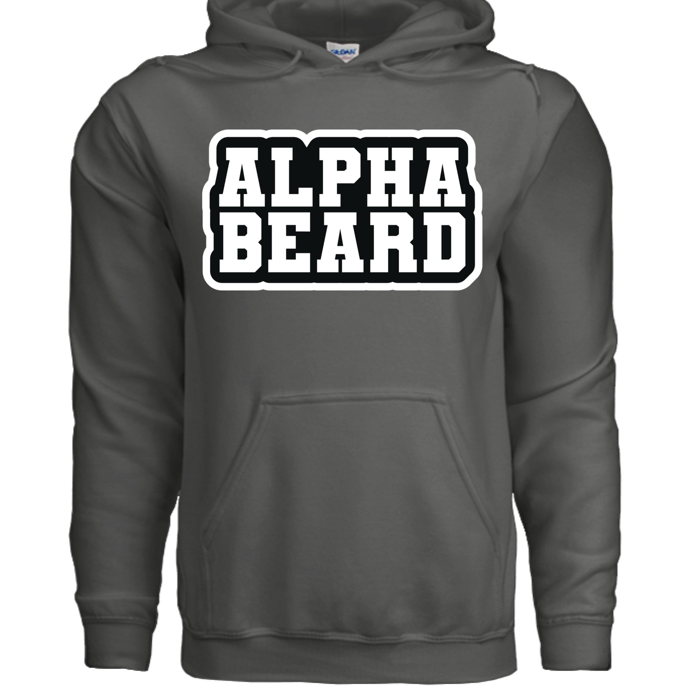 Alpha Beard Graphic Hoodie For The Bearded Alpha Guy CHARCOAL - FRONT