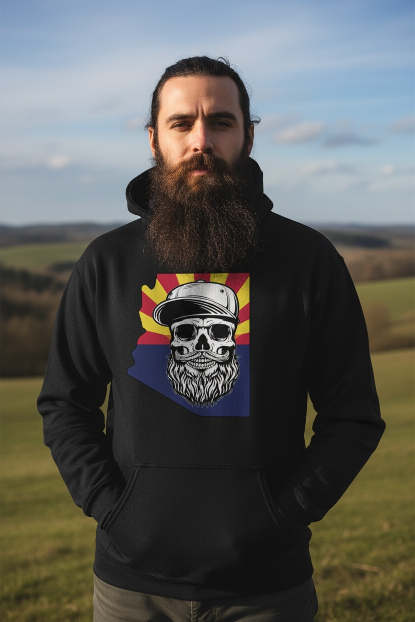 Arizona Bearded Skull Hoodie Desert Vibes for the Bearded Rebel