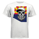 Arizona Bearded Skull T-Shirt – Desert Vibes for the Bearded Rebel WHITE - FRONT
