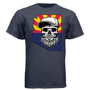 Arizona Bearded Skull T-Shirt – Desert Vibes for the Bearded Rebel Athletic Navy - FRONT