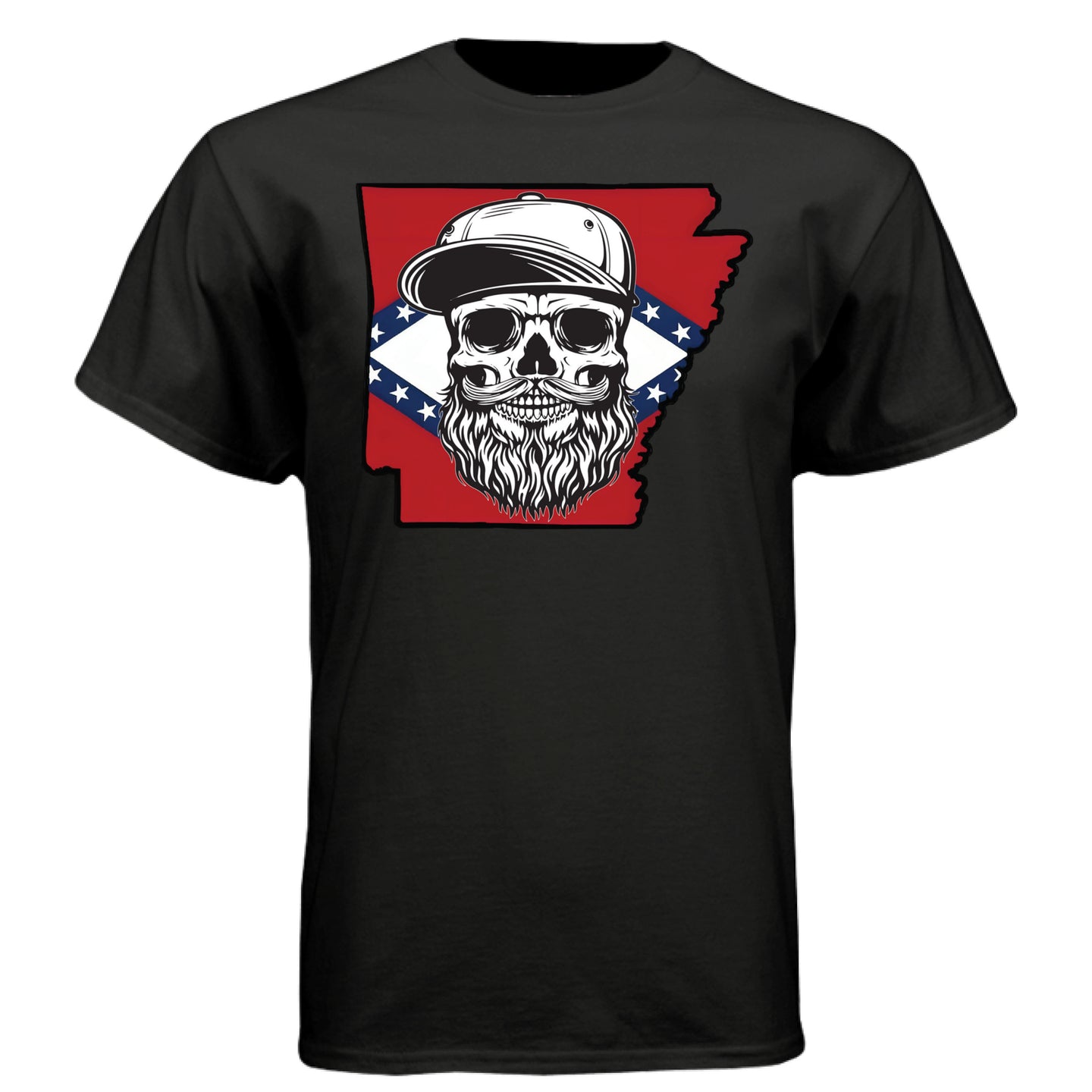 Arkansas Bearded Skull T-Shirt – Bold Southern Style for the Bearded Legends