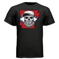 Arkansas Bearded Skull T-Shirt – Bold Southern Style for the Bearded Legends BLACK - FRONT