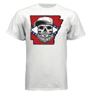 Arkansas Bearded Skull T-Shirt – Bold Southern Style for the Bearded Legends WHITE - FRONT