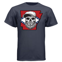Arkansas Bearded Skull T-Shirt – Bold Southern Style for the Bearded Legends Athletic Navy - FRONT