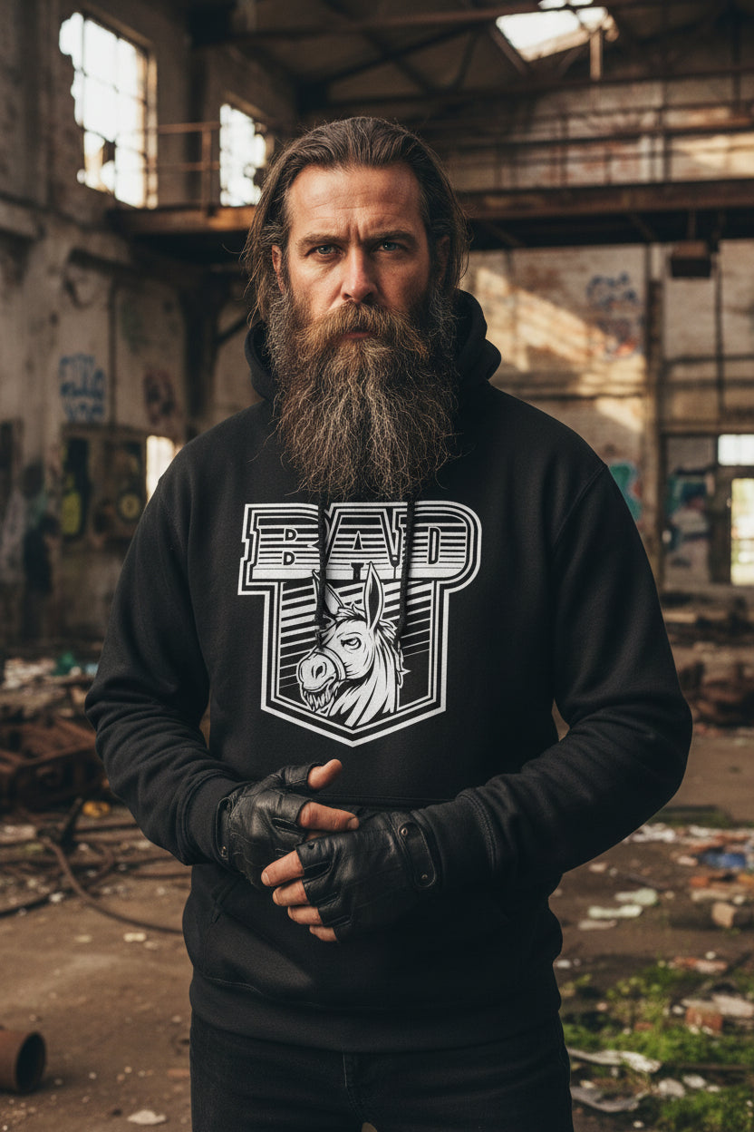 Bad Ass Bearded Donkey Fierce Beard Donkey Hoodie
