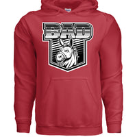 Bad Ass Bearded Donkey Illustration Fierce Beard Donkey Hoodie RED - FRONT