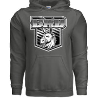 Bad Ass Bearded Donkey Illustration Fierce Beard Donkey Hoodie CHARCOAL - FRONT