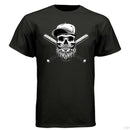 Baseball Beard Skull Hanes Tee Shirt BLACK - FRONT