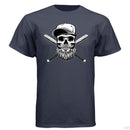 Baseball Beard Skull Hanes Tee Shirt Athletic Navy - FRONT