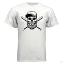 Baseball Beard Skull Hanes Tee Shirt WHITE - FRONT