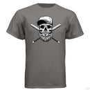 Baseball Beard Skull Hanes Tee Shirt Oxford Grey - FRONT