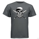 Baseball Beard Skull Hanes Tee Shirt CHARCOAL HEATHER - FRONT