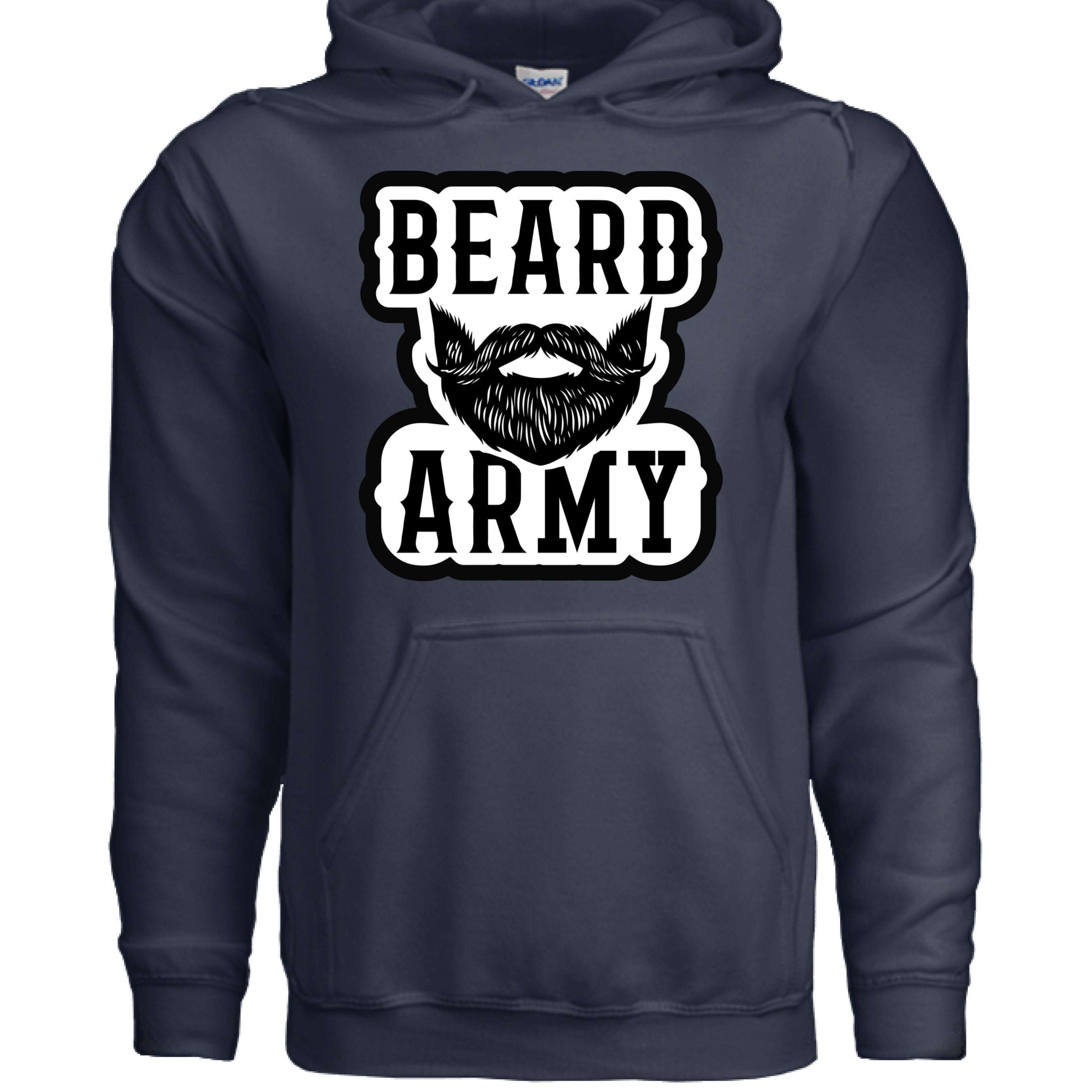 Beard Army Hoodie Bold Bearded Statement For Bearded Guys NAVY - FRONT