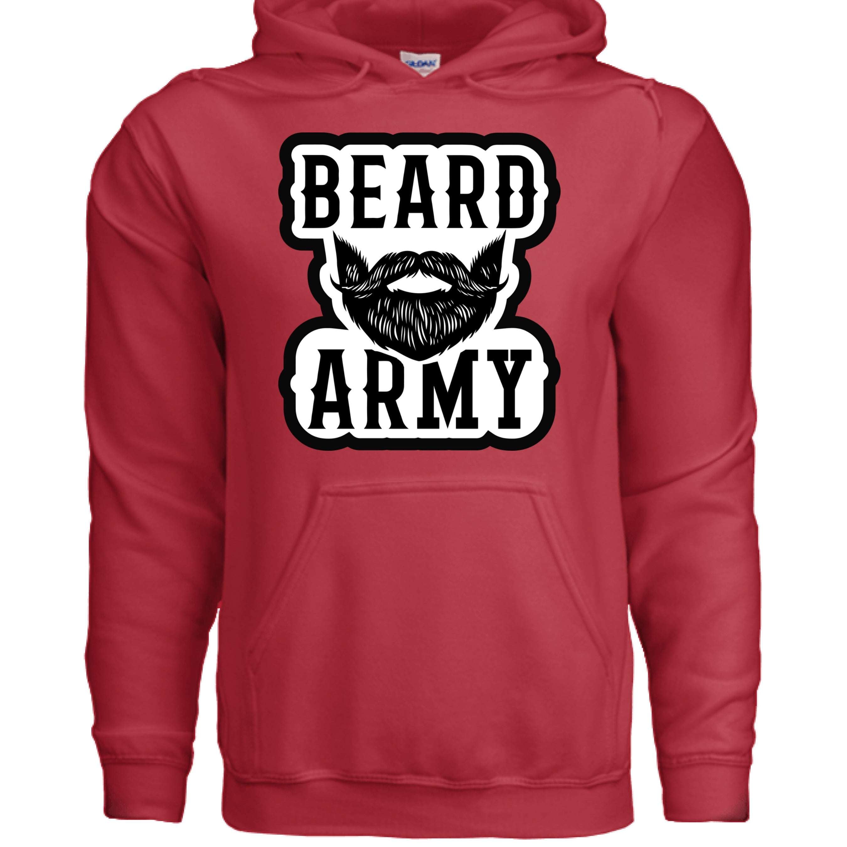 Beard Army Hoodie Bold Bearded Statement For Bearded Guys RED - FRONT