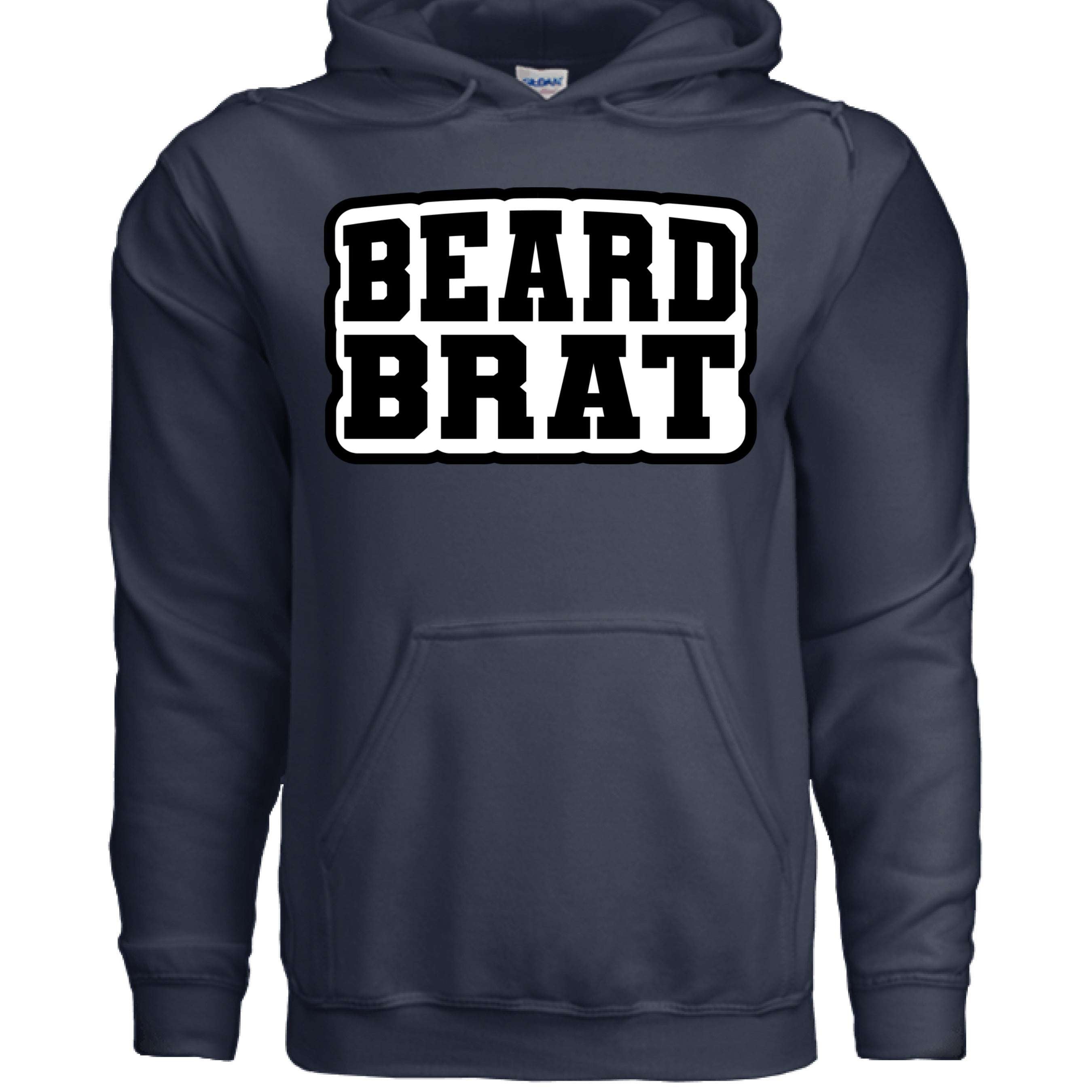 Beard Brat Graphic Playful Rebellious Statement Hoodie Design NAVY - FRONT