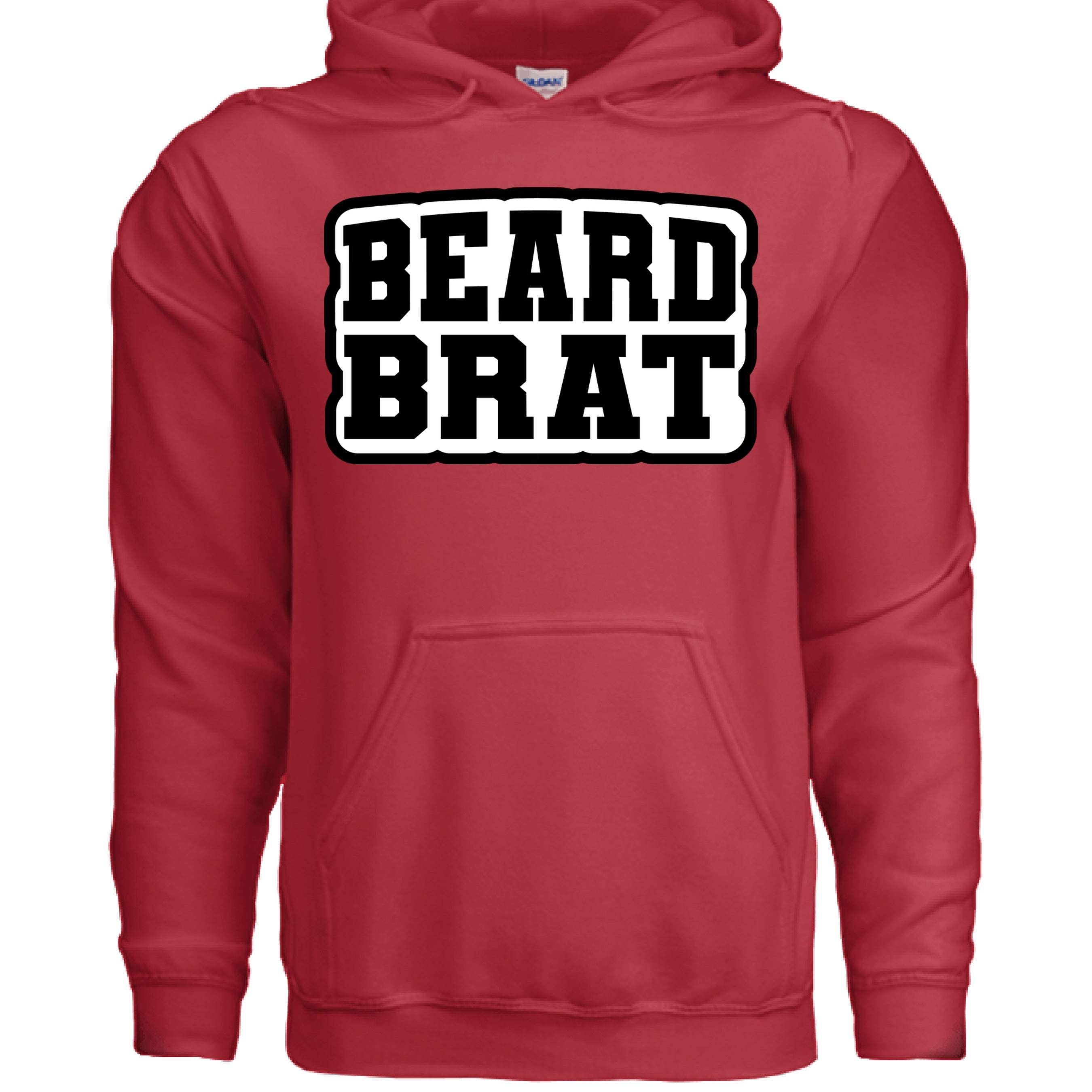 Beard Brat Graphic Playful Rebellious Statement Hoodie Design RED - FRONT