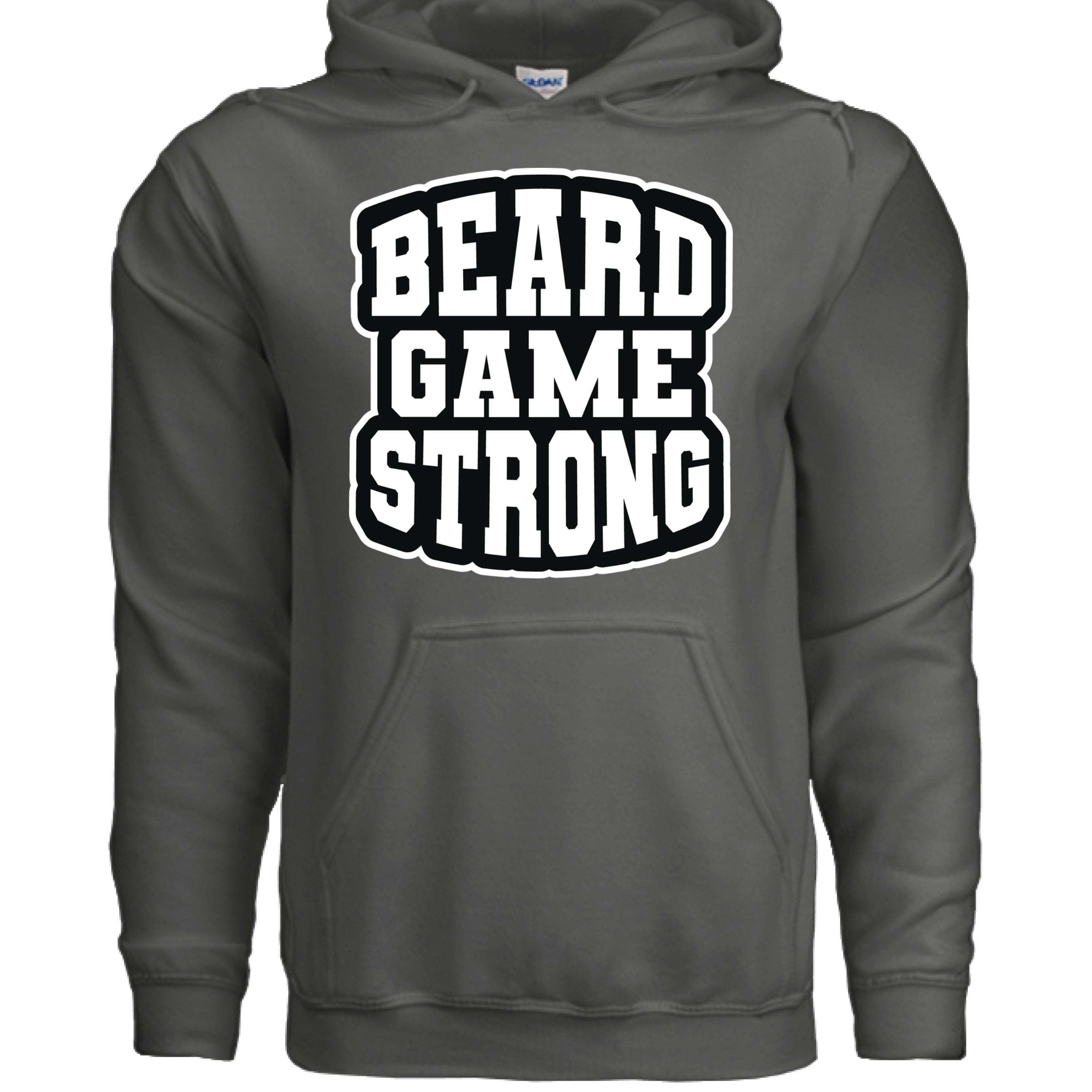 Beard Game Strong Hoodie Confident Style Statement for Bearded Enthusiasts CHARCOAL - FRONT