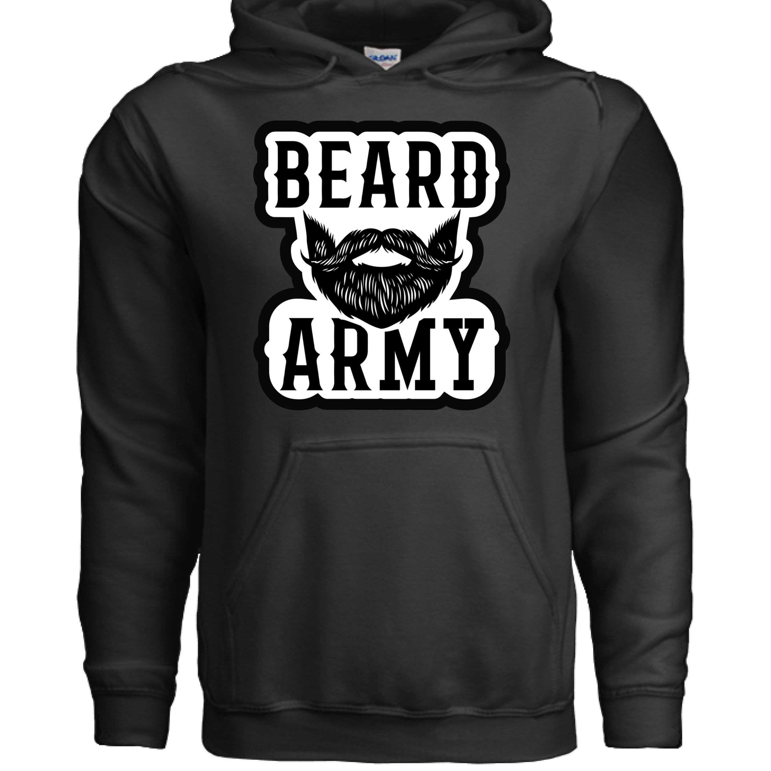 Beard Army Hoodie Bold Bearded Statement For Bearded Guys BLACK - FRONT