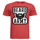 Beard Army Minimalist Tee Shirt Bold Bearded Statement of Masculine Identity RED - FRONT
