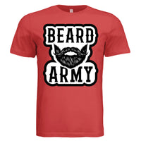 Beard Army Minimalist Tee Shirt Bold Bearded Statement of Masculine Identity RED - FRONT