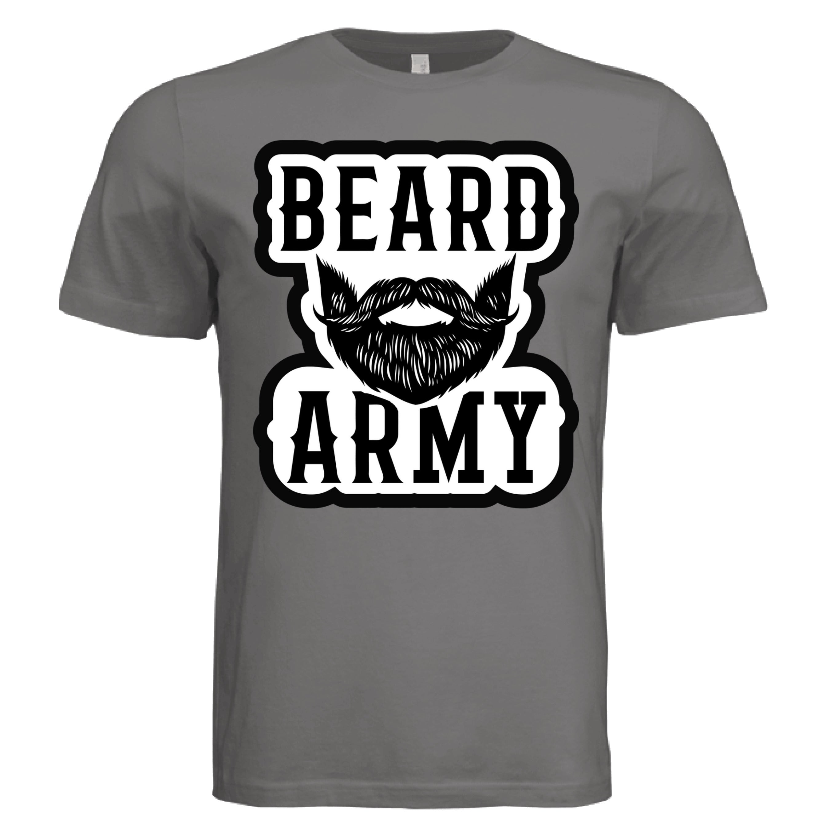 Beard Army Minimalist Tee Shirt Bold Bearded Statement of Masculine Identity DARK GREY - FRONT
