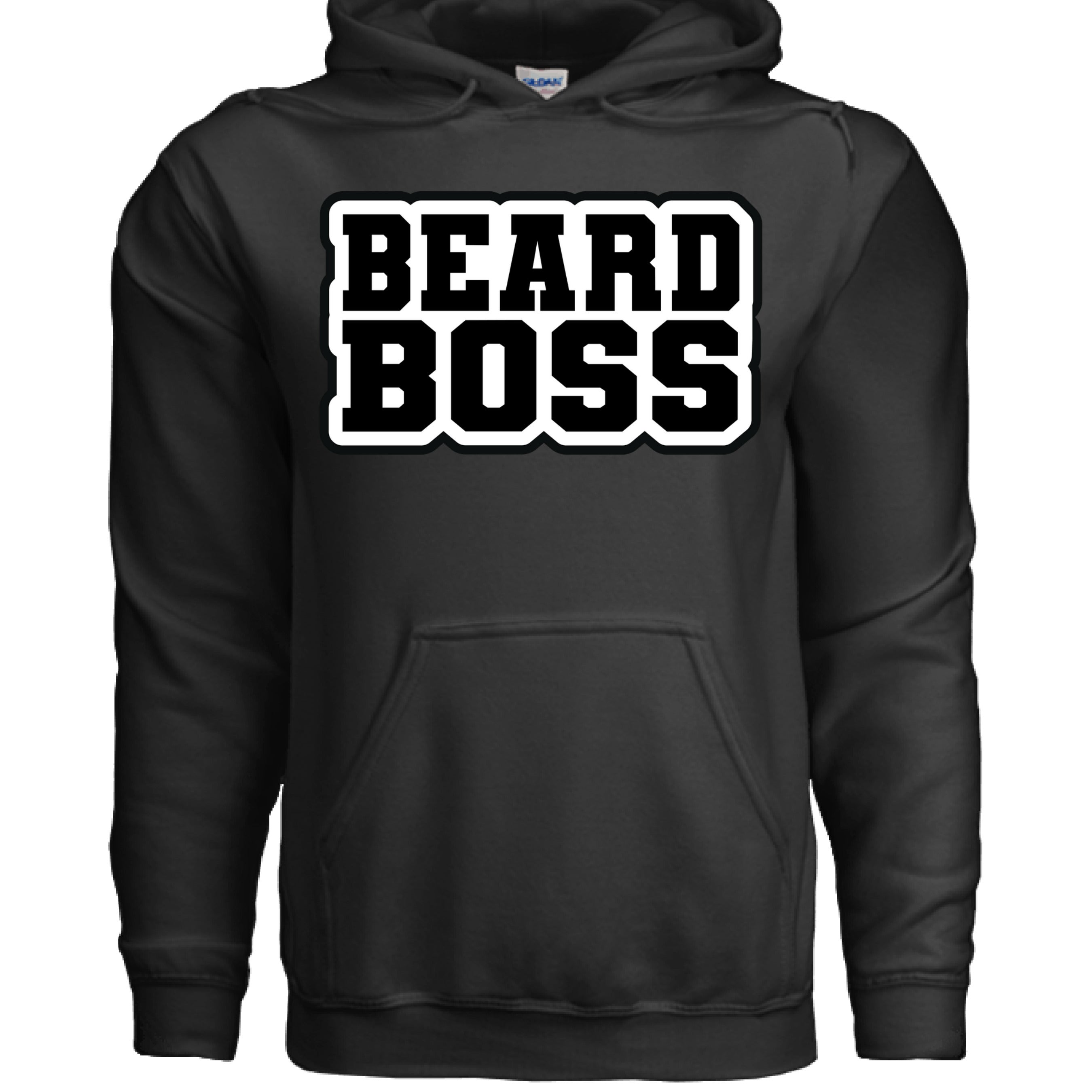Beard Boss Graphic Hoodie Stylish Men’s Beard Apparel For Bearded Guys BLACK - FRONT
