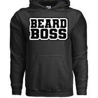 Beard Boss Graphic Hoodie Stylish Men’s Beard Apparel For Bearded Guys BLACK - FRONT