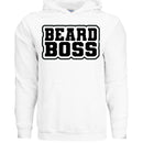 Beard Boss Graphic Hoodie Stylish Men’s Beard Apparel For Bearded Guys WHITE - FRONT