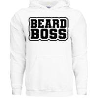 Beard Boss Graphic Hoodie Stylish Men’s Beard Apparel For Bearded Guys WHITE - FRONT