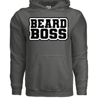 Beard Boss Graphic Hoodie Stylish Men’s Beard Apparel For Bearded Guys CHARCOAL - FRONT