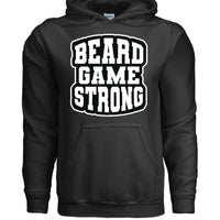 Beard Game Strong Hoodie Confident Style Statement for Bearded Enthusiasts BLACK - FRONT