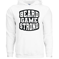 Beard Game Strong Hoodie Confident Style Statement for Bearded Enthusiasts WHITE - FRONT