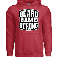 Beard Game Strong Hoodie Confident Style Statement for Bearded Enthusiasts RED - FRONT