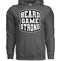 Beard Game Strong Hoodie Confident Style Statement for Bearded Enthusiasts CHARCOAL - FRONT