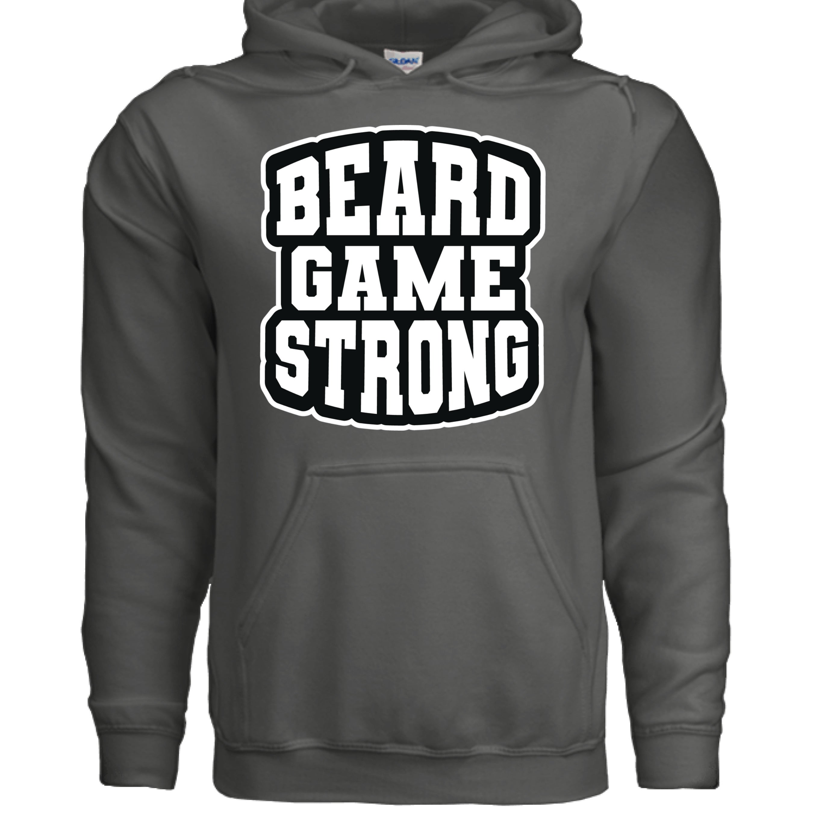 Beard Game Strong Hoodie Confident Style Statement for Bearded Enthusiasts CHARCOAL - FRONT