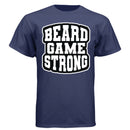 Beard Game Strong Tee Shirt Confident Style Statement for Bearded Enthusiasts NAVY - FRONT