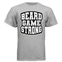 Beard Game Strong Tee Shirt Confident Style Statement for Bearded Enthusiasts LIGHT STEEL - FRONT