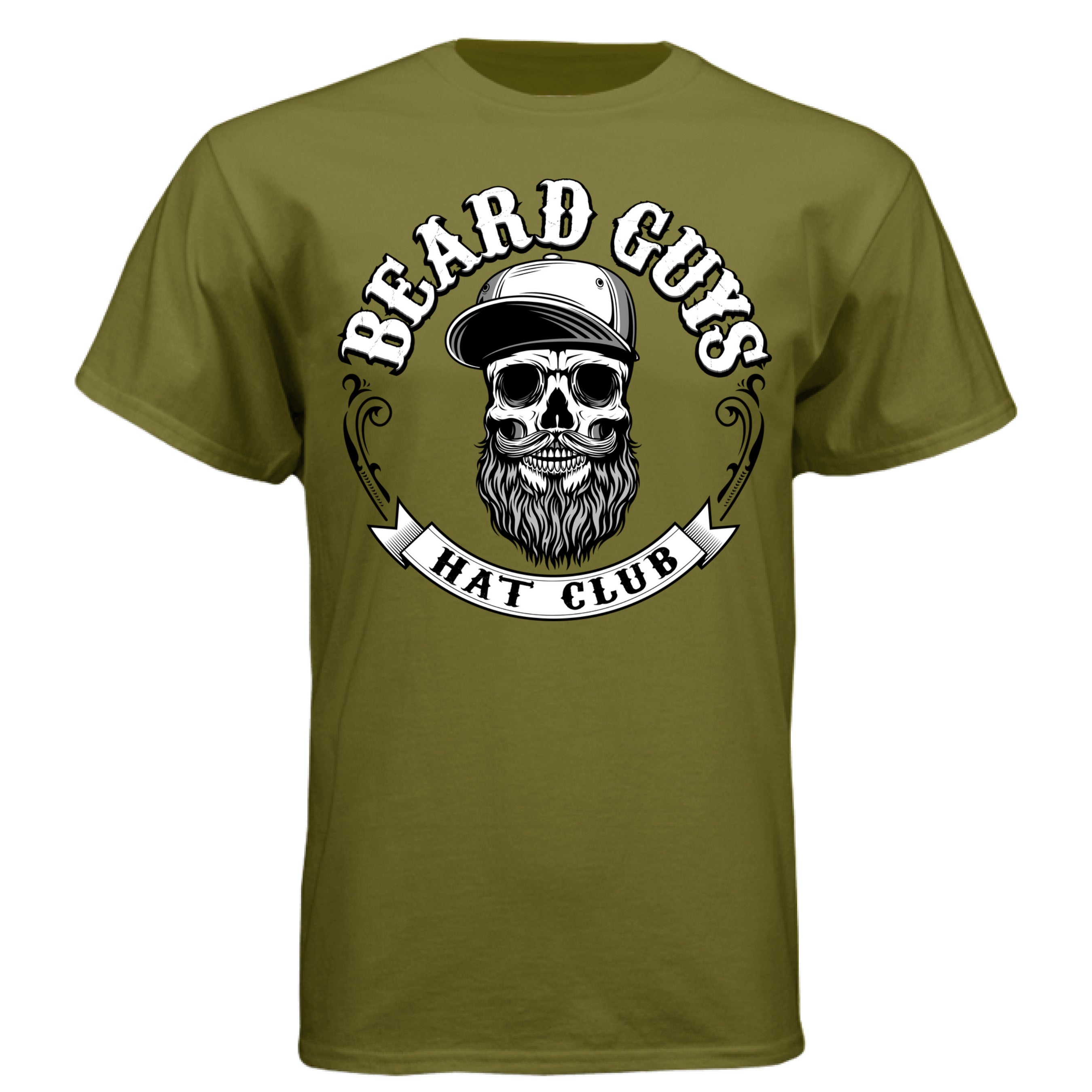Beard Guys Hat Club Bearded Skull T-Shirt  Bearded Skull Streetwear Urban Tee  Beard Guys Hat Club Skull Logo T-Shirt