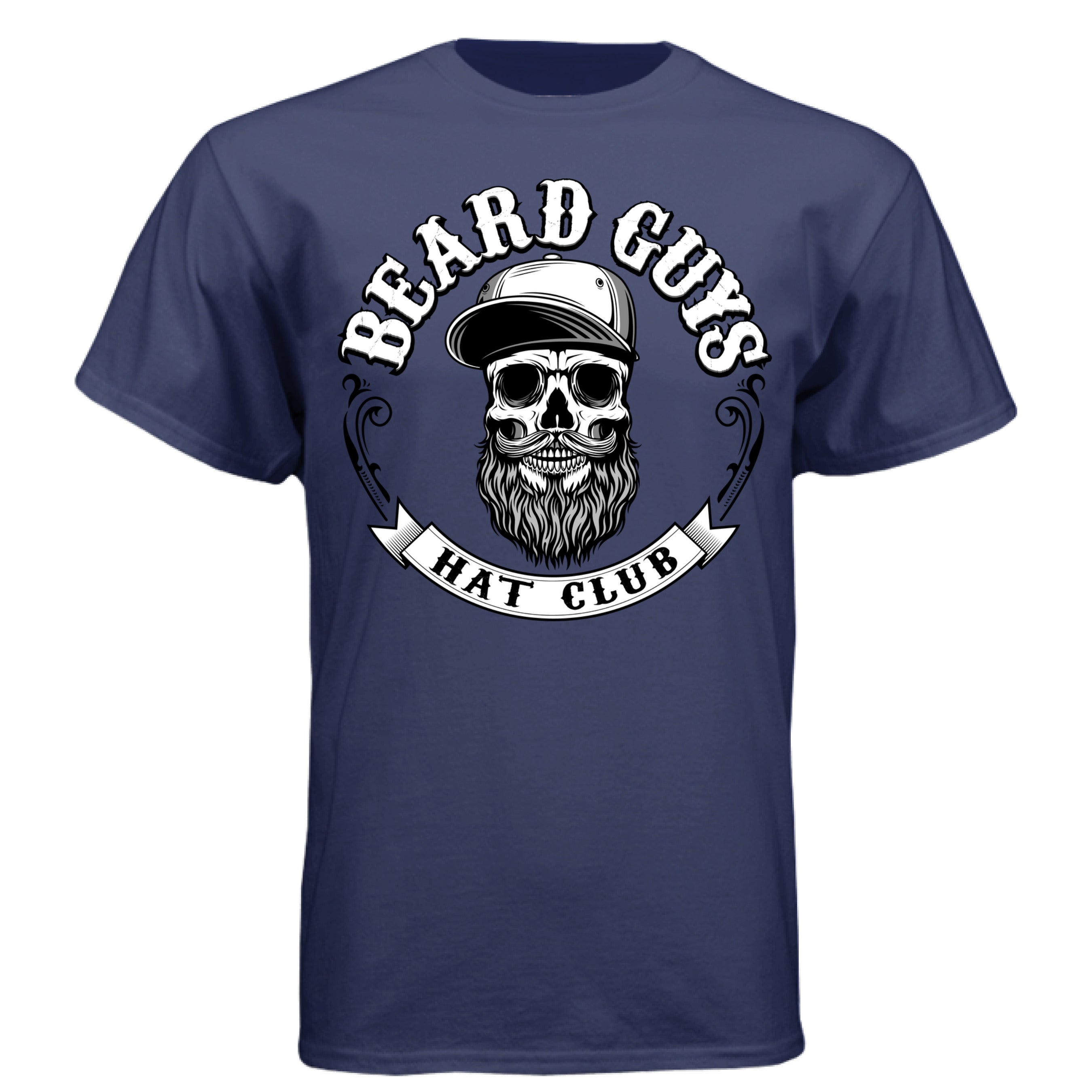 Beard Guys Hat Club Bearded Skull T-Shirt  Bearded Skull Streetwear Urban Tee  Beard Guys Hat Club Skull Logo T-Shirt