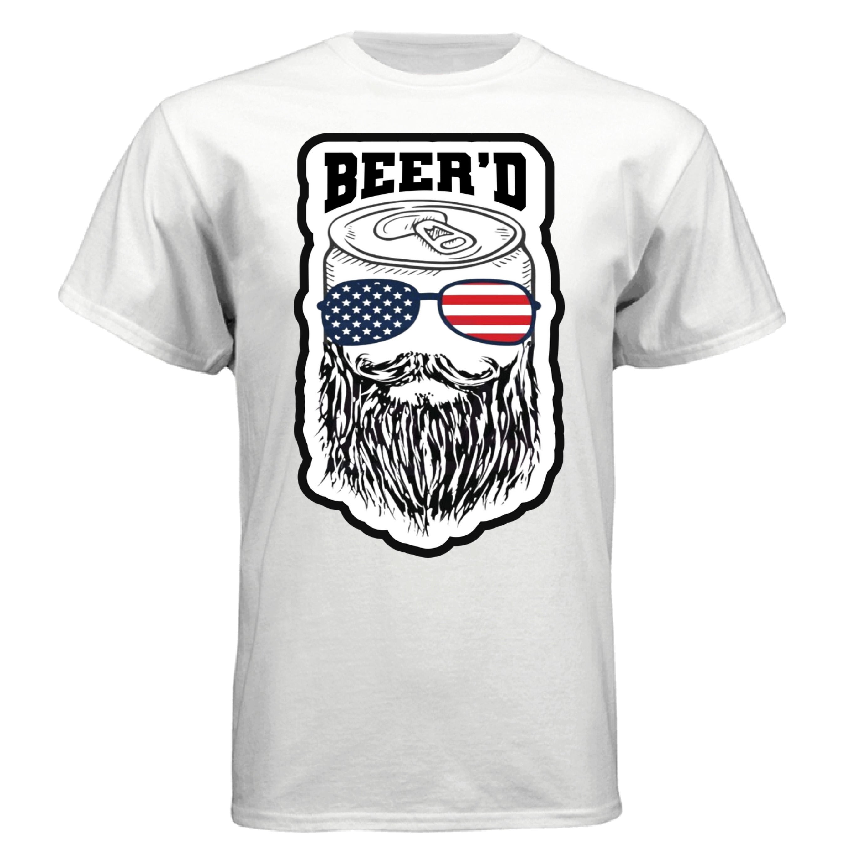 Patriotic Bearded Beer T‑Shirt  Bearded Beer Graphic Tee Patriotic Shirt  Bearded Guys Patriotic Beer T‑Shirt  Beard Beer Patriotic Apparel Tee