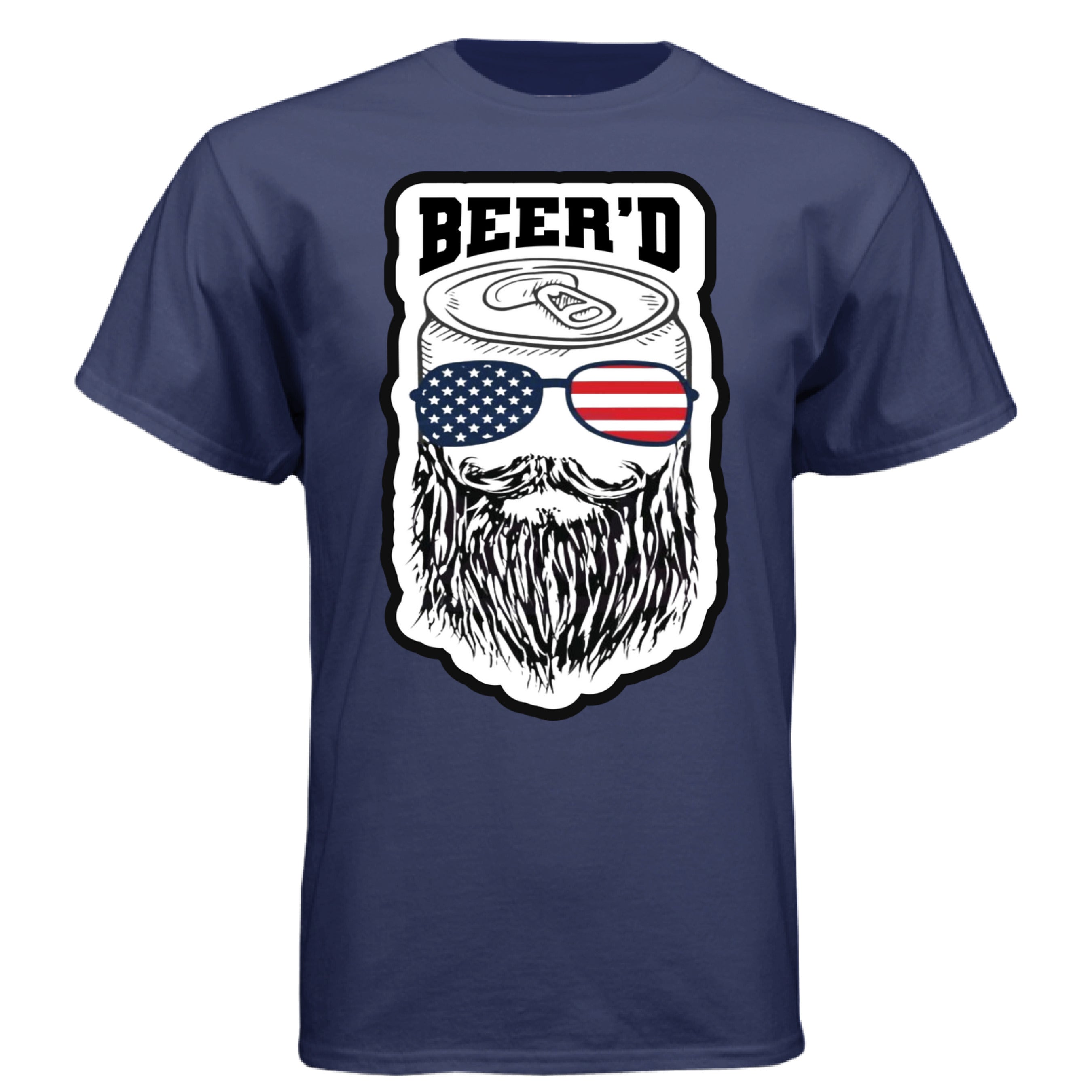 Patriotic Bearded Beer T‑Shirt  Bearded Beer Graphic Tee Patriotic Shirt  Bearded Guys Patriotic Beer T‑Shirt  Beard Beer Patriotic Apparel Tee