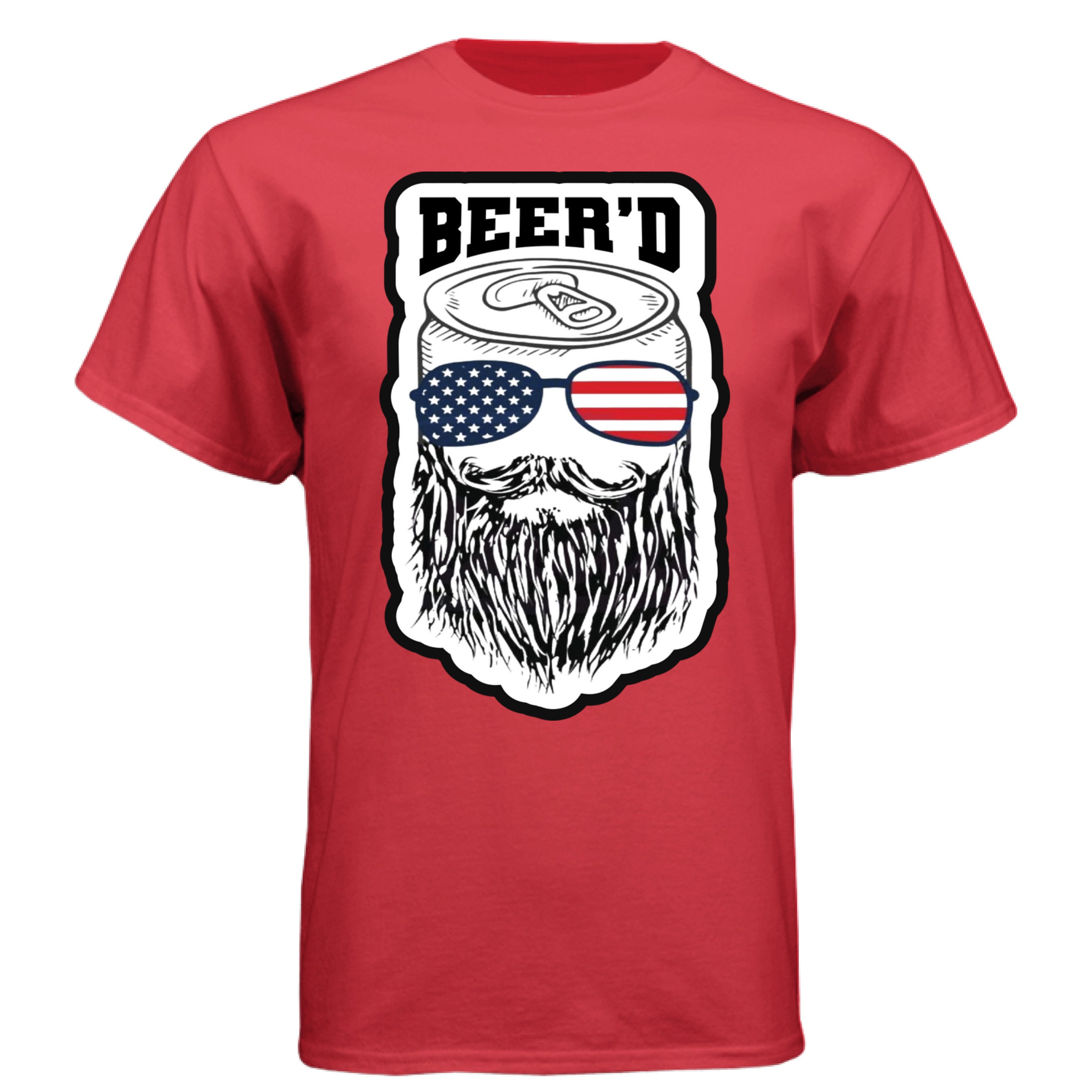 Patriotic Bearded Beer T‑Shirt  Bearded Beer Graphic Tee Patriotic Shirt  Bearded Guys Patriotic Beer T‑Shirt  Beard Beer Patriotic Apparel Tee