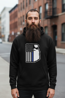 Beard and Flag With Blue Stripe For Bearded Police Officers Hoodie