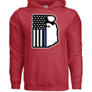 Beard and Flag With Blue Stripe For Bearded Police Officers Hoodie RED - FRONT