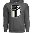 Beard and Flag With Blue Stripe For Bearded Police Officers Hoodie CHARCOAL - FRONT
