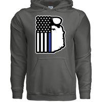 Beard and Flag With Blue Stripe For Bearded Police Officers Hoodie CHARCOAL - FRONT