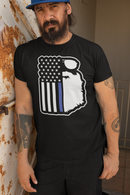 Beard and Flag With Blue Stripe For Police Officers T Shirt 